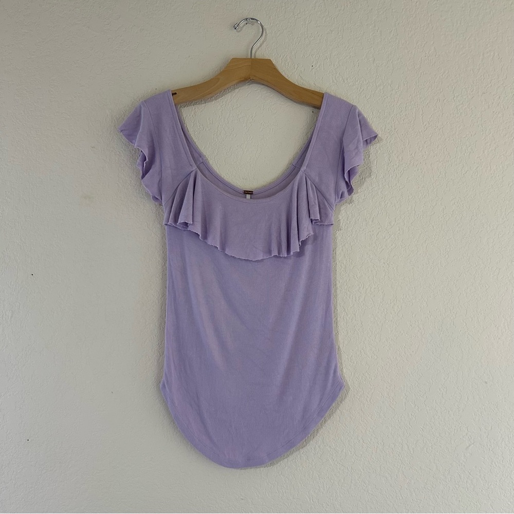Free People // Fitted Ruffle Neck Top - Picture 2 of 7